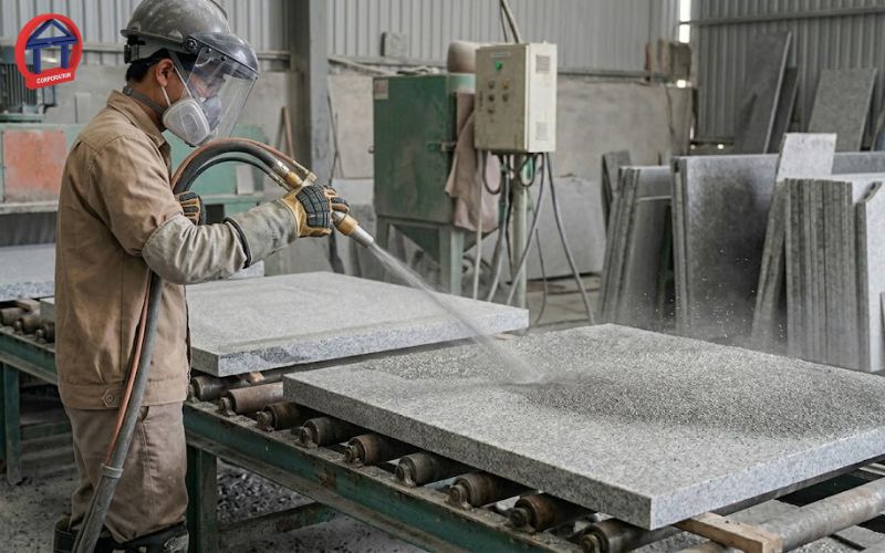đá granite phun hạt thép chống trơn