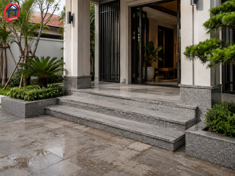 Đá bậc tam cấp Granite đẹp, bền, chống trượt tốt cho công trình da bac tam cap granite