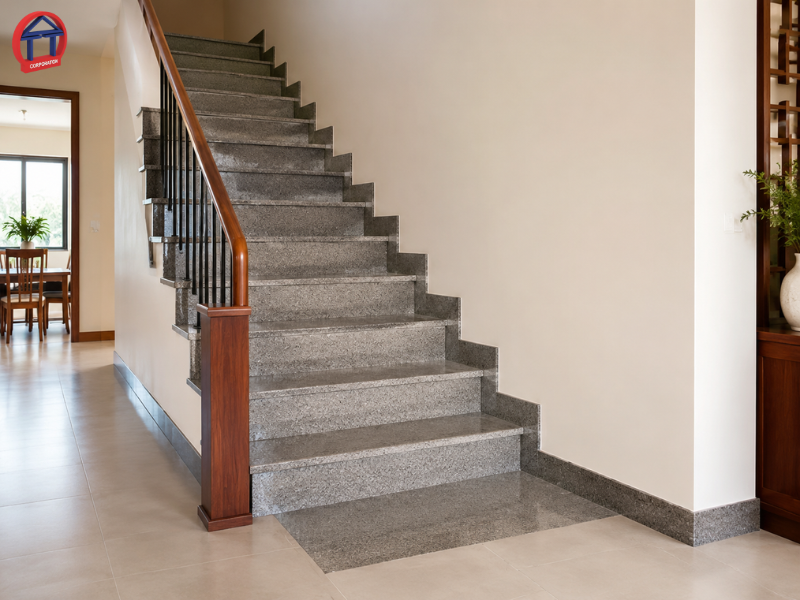 Đá Granite ốp chân cầu thang đẹp, bền và dễ phối nội thất da granite hay marble op cau thang 3 1