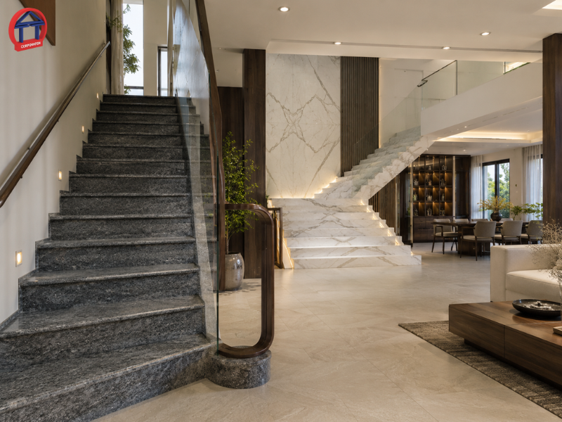 Đá Granite hay Marble ốp cầu thang tốt hơn? So sánh chi tiết Đá Granite hay Marble ốp cầu thang