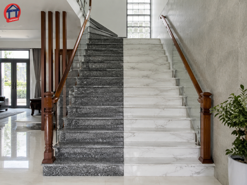 Đá Granite hay Marble ốp cầu thang tốt hơn? So sánh chi tiết Đá Granite hay Marble ốp cầu thang