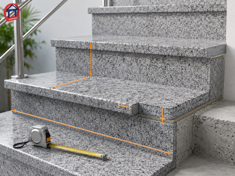 Kích thước bậc cầu thang đá granite bao nhiêu là hợp lý? kich thuoc bac cau thang da granite 1