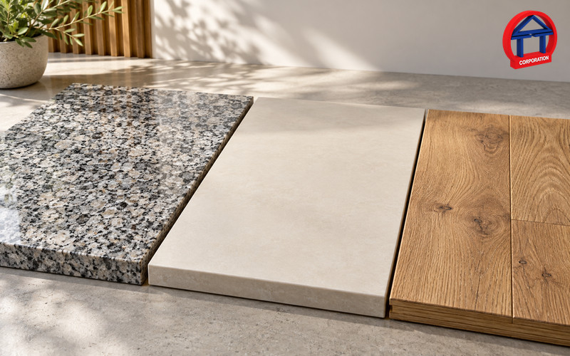 Đá Granite Lát Sàn So Với Gạch Men, Sàn Gỗ: Nên Chọn Gì? 01 da granite lat san