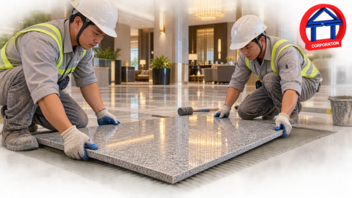 Đá Granite Lát Sảnh: Quy Cách Khổ Lớn Và Cách Chọn Đúng Sảnh lát đá granite bền đẹp