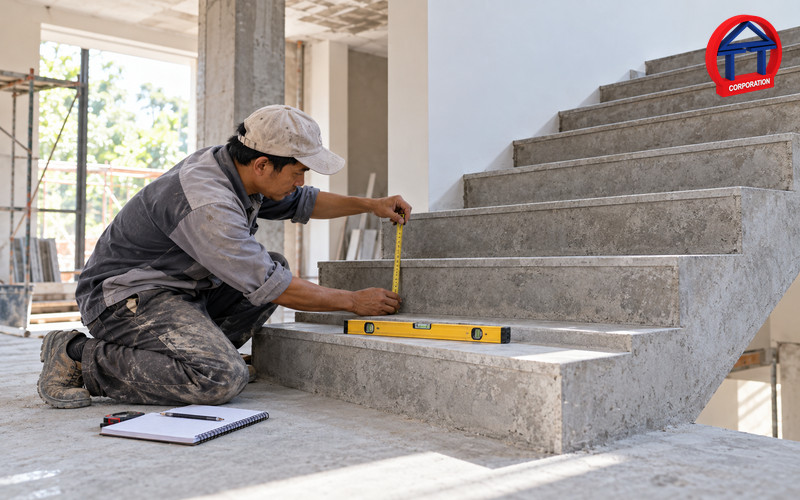 Đá Ốp Cầu Thang: Quy Trình Thi Công 7 Bước Và Lỗi Cần Tránh 1.thi cong da op cau thang