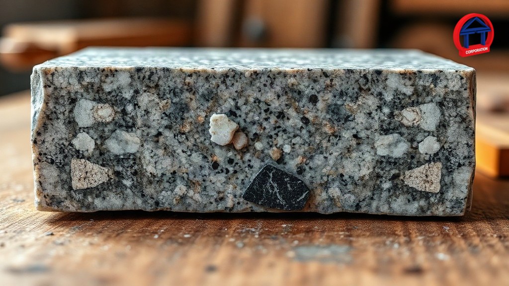 Đá Granite Là Gì? Thành Phần, Tính Chất Và Cách Phân Biệt Mẫu đá granite thô với hạt khoáng vật lấm tấm để hiểu đá granite là gì