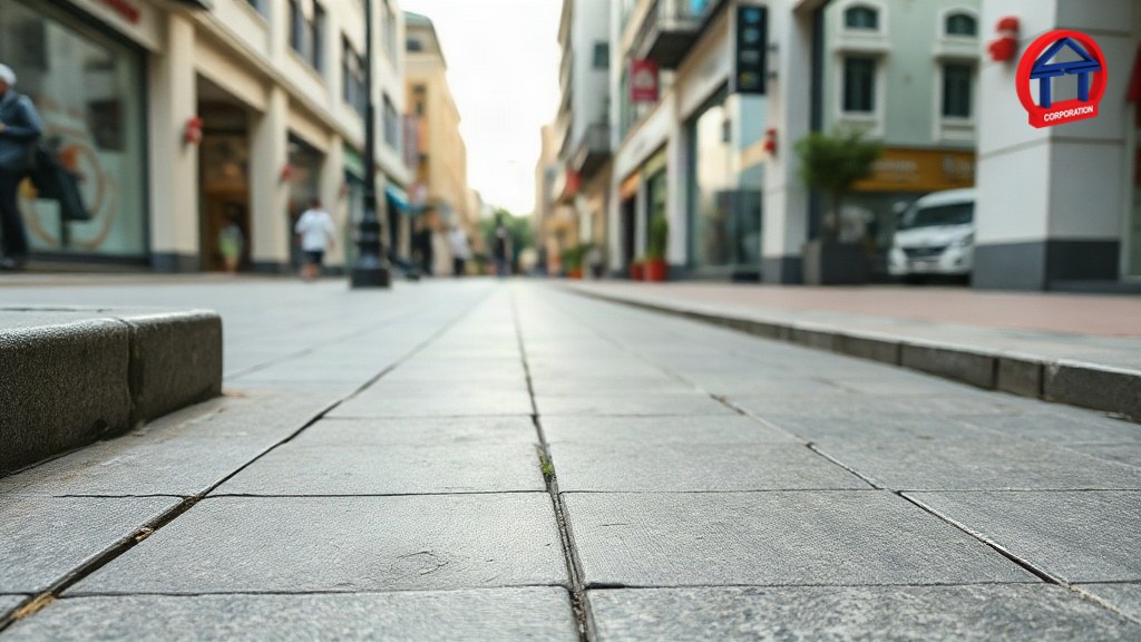 Kích Thước Đá Lát Vỉa Hè: Quy Cách Phổ Biến Và Cách Chọn Đúng Vỉa hè đô thị lát đá granite xám với các viên đá lát có kích thước đồng đều
