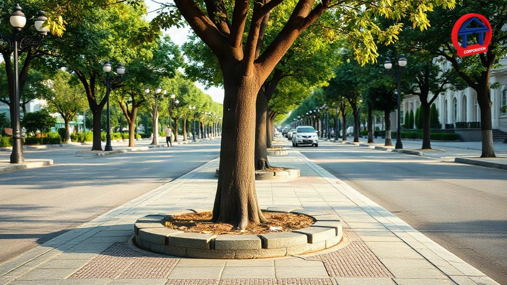 Kích Thước Đá Lát Vỉa Hè: Quy Cách Phổ Biến Và Cách Chọn Đúng Vỉa hè phố lát đá granite hoàn thiện với viên đá lát đồng đều và bó vỉa